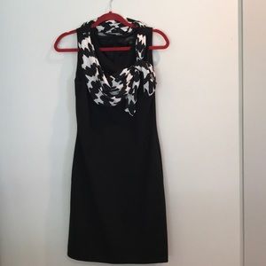 Black TAHARI dress with attached scarf size 6